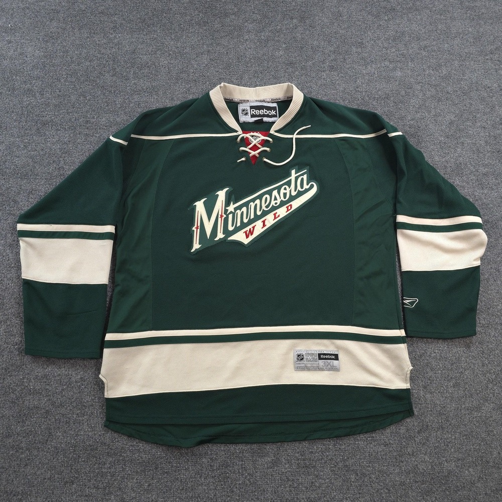 Minnesota Wild Jersey Mens 3XL Green Blank NHL Ice Hockey Reebok Lace Up Sweater